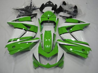 Aftermarket 2008-2013 Green and White Kawasaki Ninja 250 Motorcycle Fairings