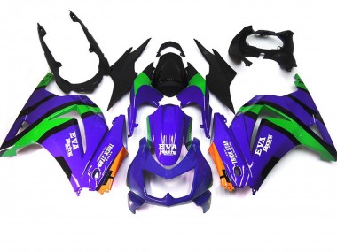 Aftermarket 2008-2013 Purple Green and black Kawasaki Ninja 250 Motorcycle Fairings