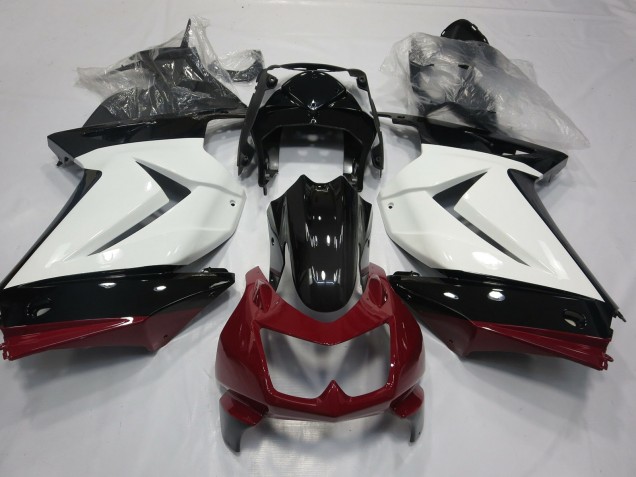 Aftermarket 2008-2013 White Red and Black Kawasaki Ninja 250 Motorcycle Fairings