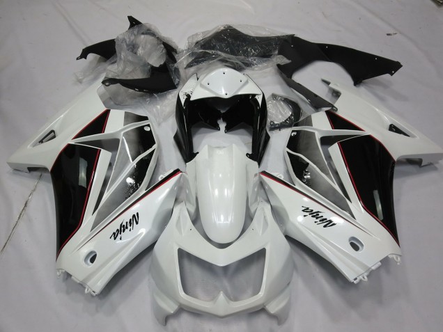 Aftermarket 2008-2013 White and Black Kawasaki Ninja 250 Motorcycle Fairings