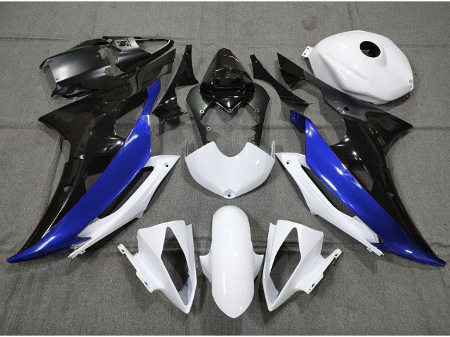 Aftermarket 2008-2016 Custom Blue Black and White Yamaha R6 Motorcycle Fairings