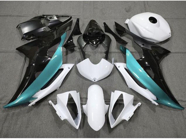 Aftermarket 2008-2016 Custom LightBlue Black and White Yamaha R6 Motorcycle Fairings