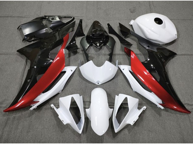 Aftermarket 2008-2016 Custom Red Black and White Yamaha R6 Motorcycle Fairings