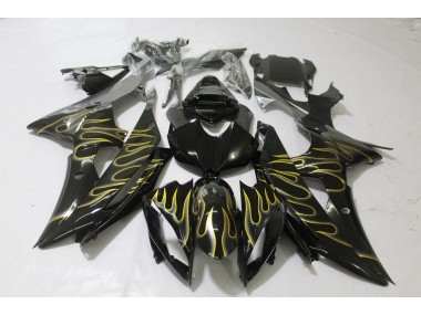 Aftermarket 2008-2016 Gloss Black & Flame Yamaha R6 Motorcycle Fairings