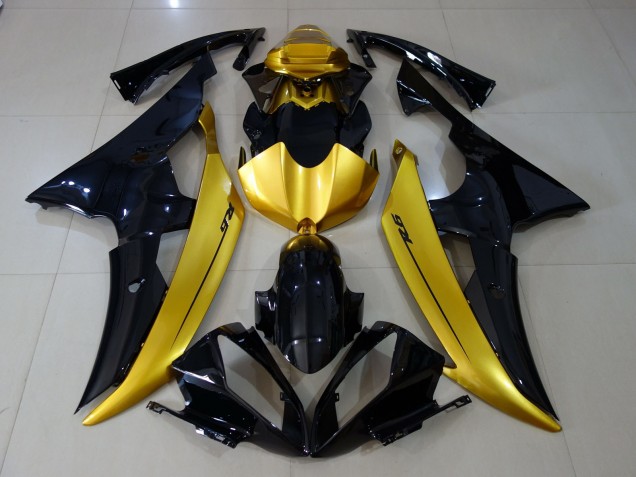 Aftermarket 2008-2016 Gloss Black & Gold Yamaha R6 Motorcycle Fairings