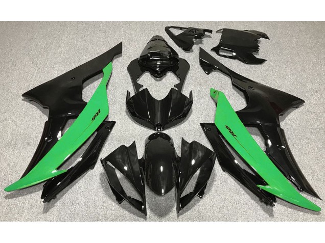 Aftermarket 2008-2016 Gloss Black & Green Yamaha R6 Motorcycle Fairings