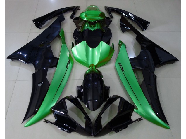 Aftermarket 2008-2016 Gloss Black & Light Green Yamaha R6 Motorcycle Fairings