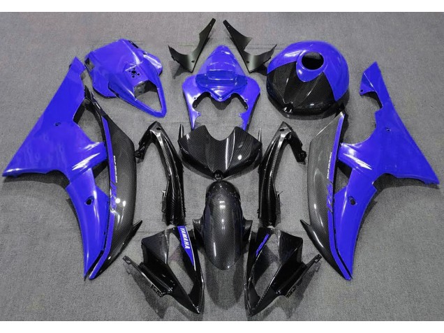 Aftermarket 2008-2016 Gloss Blue and Carbon Yamaha R6 Motorcycle Fairings