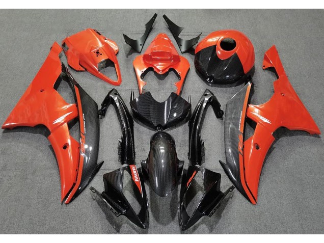 Aftermarket 2008-2016 Gloss Orange and Carbon Yamaha R6 Motorcycle Fairings