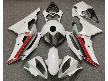 Aftermarket 2008-2016 Gloss White Silver and Red Yamaha R6 Motorcycle Fairings