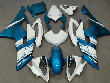 Aftermarket 2008-2016 Gloss White and Light Blue OEM Style Yamaha R6 Motorcycle Fairings
