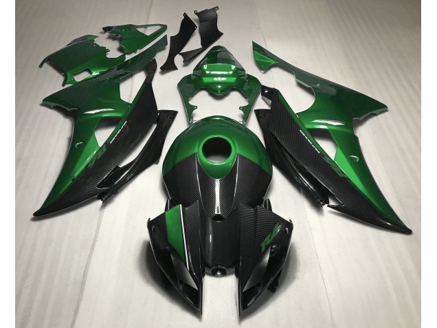 Aftermarket 2008-2016 Green w Carbon Style Yamaha R6 Motorcycle Fairings