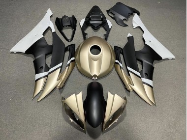 Aftermarket 2008-2016 Matte Black and Gold Yamaha R6 Motorcycle Fairings