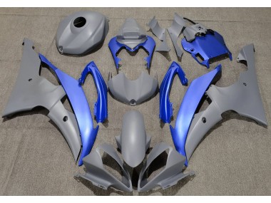 Aftermarket 2008-2016 Matte Grey & Blue Yamaha R6 Motorcycle Fairings