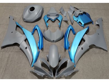 Aftermarket 2008-2016 Matte Grey & Sky Blue Yamaha R6 Motorcycle Fairings