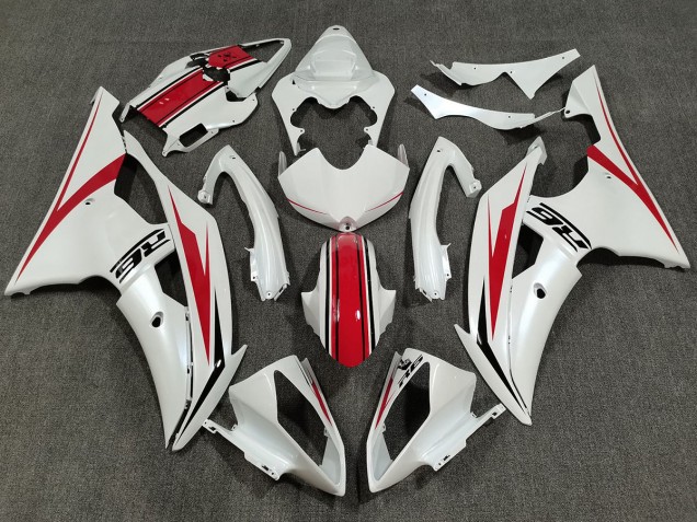 Aftermarket 2008-2016 Pearl White & Gloss Red Yamaha R6 Motorcycle Fairings