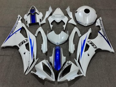 Aftermarket 2008-2016 Pearl White and Blue Yamaha R6 Motorcycle Fairings