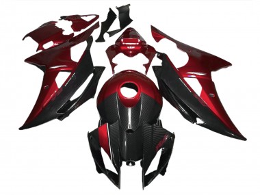 Aftermarket 2008-2016 Red w Carbon Style Yamaha R6 Motorcycle Fairings