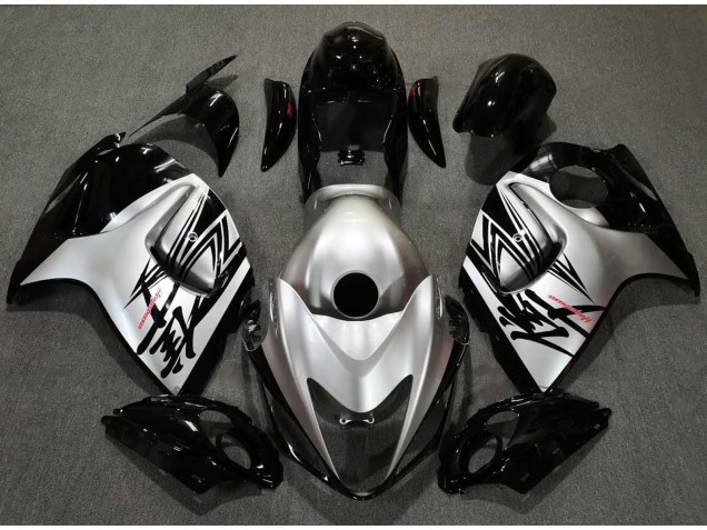 Aftermarket 2008-2019 Gloss Black & Silver Design Suzuki GSXR 1300 Motorcycle Fairings