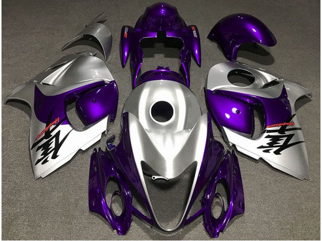 Aftermarket 2008-2019 Gloss Purple and Silver Suzuki GSXR 1300 Motorcycle Fairings