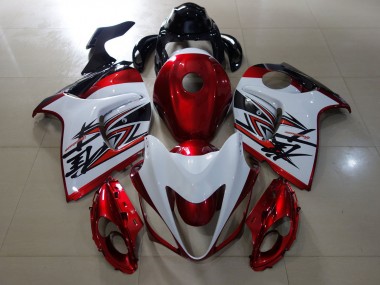 Aftermarket 2008-2019 Gloss Red & White Design Suzuki GSXR 1300 Motorcycle Fairings