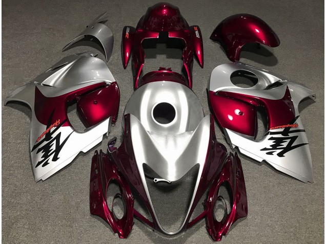 Aftermarket 2008-2019 Gloss Red and Silver Suzuki GSXR 1300 Motorcycle Fairings