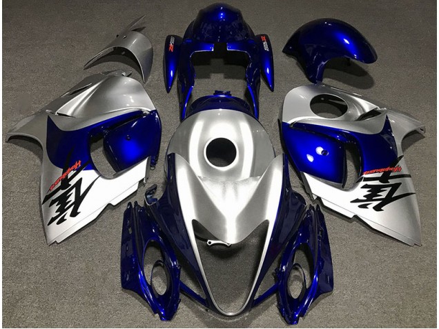 Aftermarket 2008-2019 Gloss Silver and Blue Suzuki GSXR 1300 Motorcycle Fairings