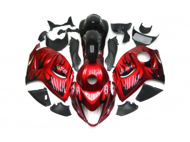 Aftermarket 2008-2019 Vibrant Red with Black Flames Suzuki GSXR 1300 Motorcycle Fairings