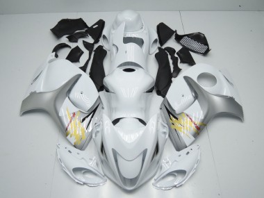 Aftermarket 2008-2019 White and Silver Suzuki GSXR 1300 Motorcycle Fairings