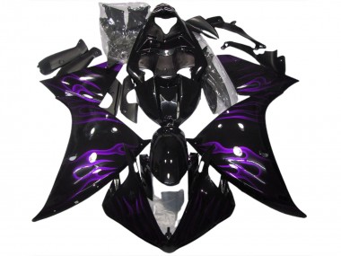 Aftermarket 2009-2011 Black & Purple Flame Yamaha R1 Motorcycle Fairings