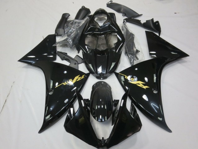 Aftermarket 2009-2011 Gloss Black Gold Yamaha R1 Motorcycle Fairings