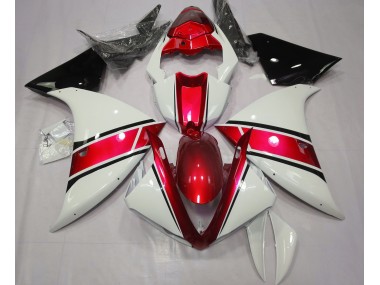 Aftermarket 2009-2011 Gloss White and Metallic Red Yamaha R1 Motorcycle Fairings