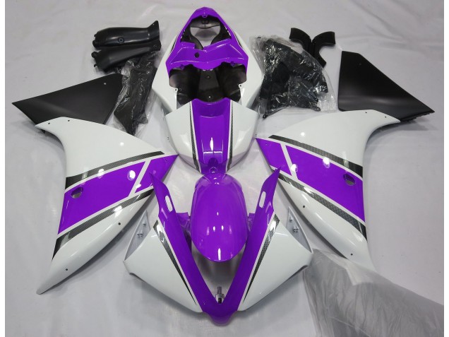 Aftermarket 2009-2011 Gloss White and Purple Yamaha R1 Motorcycle Fairings