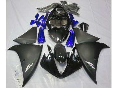 Aftermarket 2009-2011 Matte Black & Blue Yamaha R1 Motorcycle Fairings