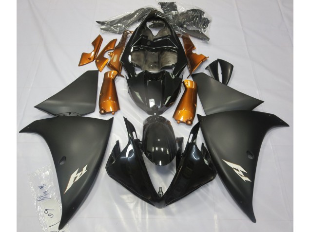 Aftermarket 2009-2011 Matte Black & Orange Yamaha R1 Motorcycle Fairings