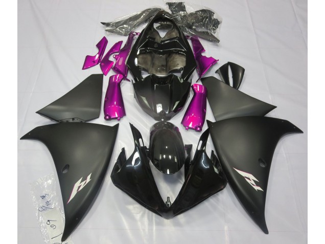 Aftermarket 2009-2011 Matte Black & Pink Yamaha R1 Motorcycle Fairings