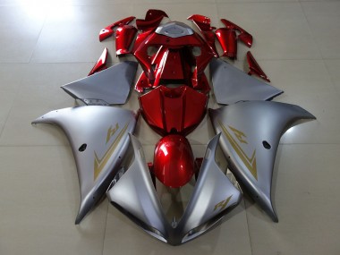 Aftermarket 2009-2011 Matte Silver & Gloss Red Yamaha R1 Motorcycle Fairings