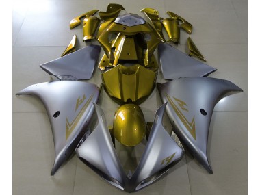 Aftermarket 2009-2011 Matte Silver & Gold Yamaha R1 Motorcycle Fairings