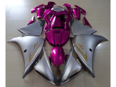 Aftermarket 2009-2011 Matte Silver & Pink Yamaha R1 Motorcycle Fairings