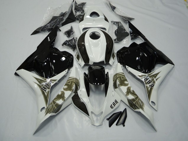 Aftermarket 2009-2012 Black gold and white Honda CBR600RR Motorcycle Fairings