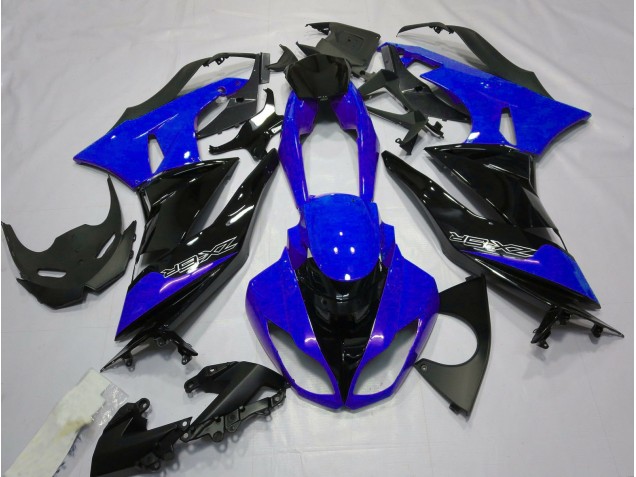 Aftermarket 2009-2012 Gloss Blue and Black Kawasaki ZX6R Motorcycle Fairings