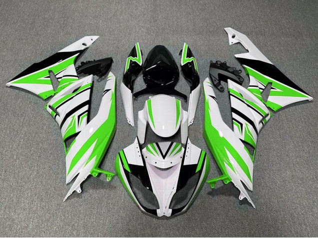 Aftermarket 2009-2012 Green White and Black Zag Kawasaki ZX6R Motorcycle Fairings