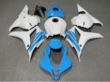 Aftermarket 2009-2012 Light Blue and White Side Stripe Honda CBR600RR Motorcycle Fairings