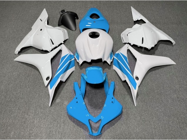 Aftermarket 2009-2012 Light Blue and White Side Stripe Honda CBR600RR Motorcycle Fairings