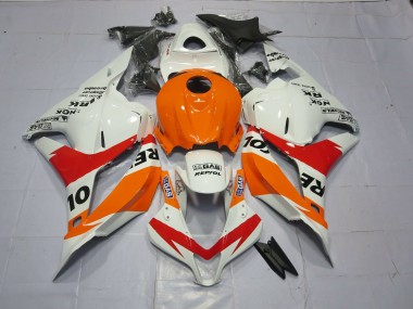 Aftermarket 2009-2012 Light Orange and White Repsol Honda CBR600RR Motorcycle Fairings