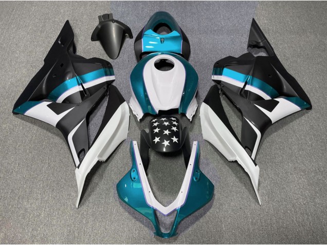 Aftermarket 2009-2012 Matte Black and Light Blue Star Honda CBR600RR Motorcycle Fairings