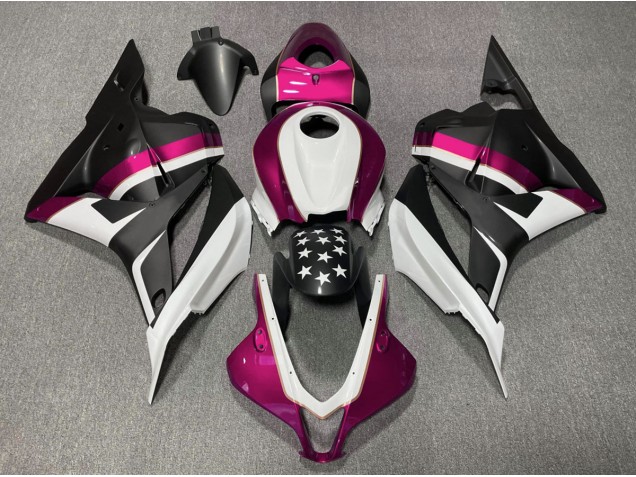 Aftermarket 2009-2012 Matte Black and Pink Star Honda CBR600RR Motorcycle Fairings