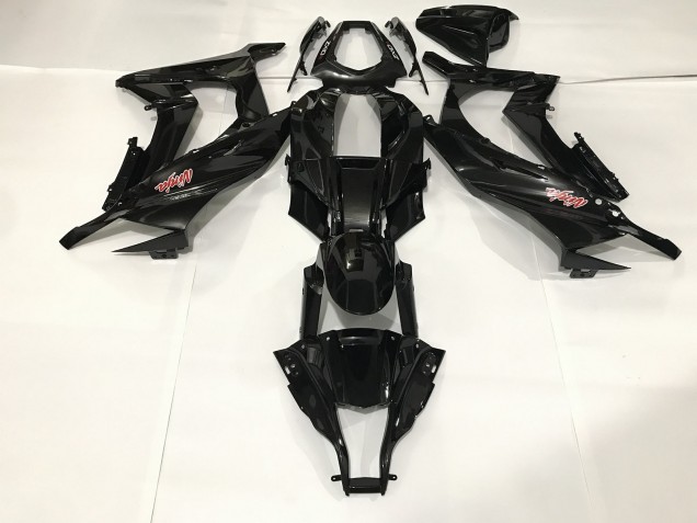 Aftermarket 2009-2012 Metallic Black Kawasaki ZX6R Motorcycle Fairings