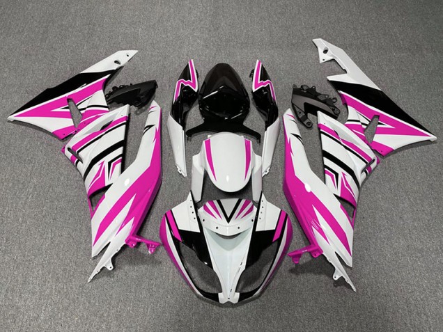 Aftermarket 2009-2012 Pink White and Black Zag Kawasaki ZX6R Motorcycle Fairings