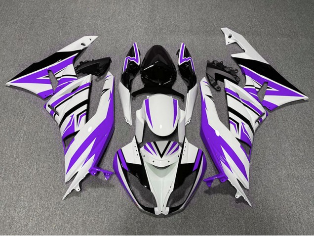 Aftermarket 2009-2012 Purple White and Black Zag Kawasaki ZX6R Motorcycle Fairings